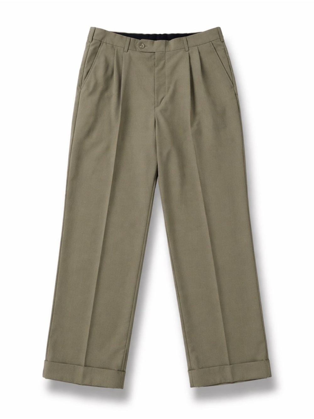 Geoffrey Beene Wool Blend Pleated Trousers 36x30 Olive Taupe Cuffed